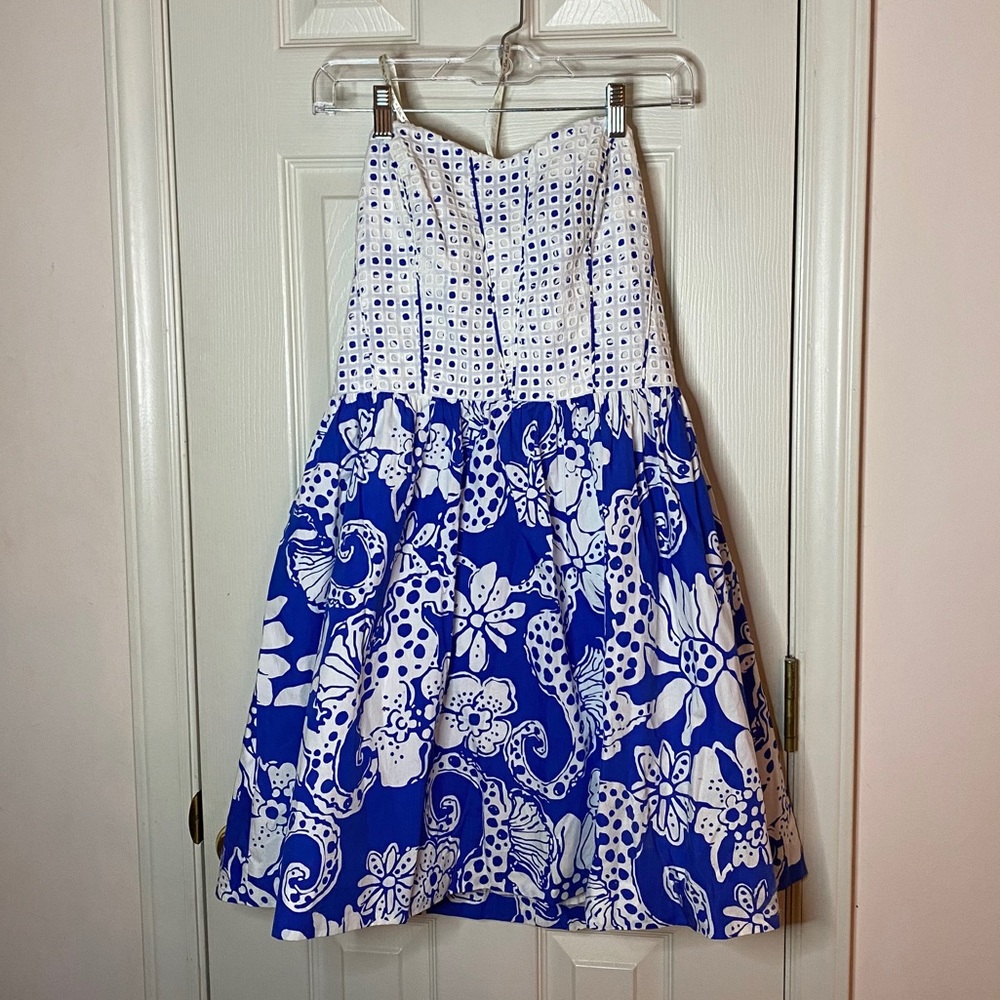 Lilly Pulitzer Blue and White Seahorse print Dress